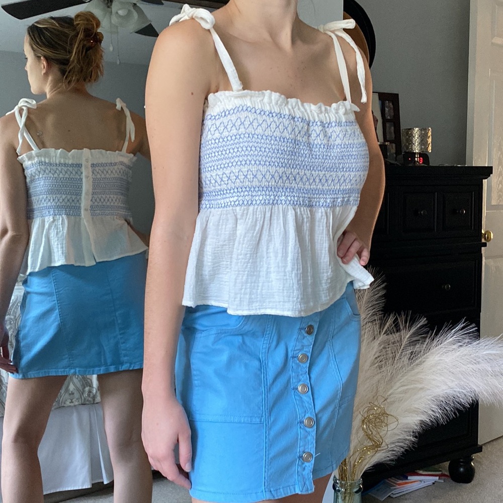 Free People Smocked and Gathered Top with Straps